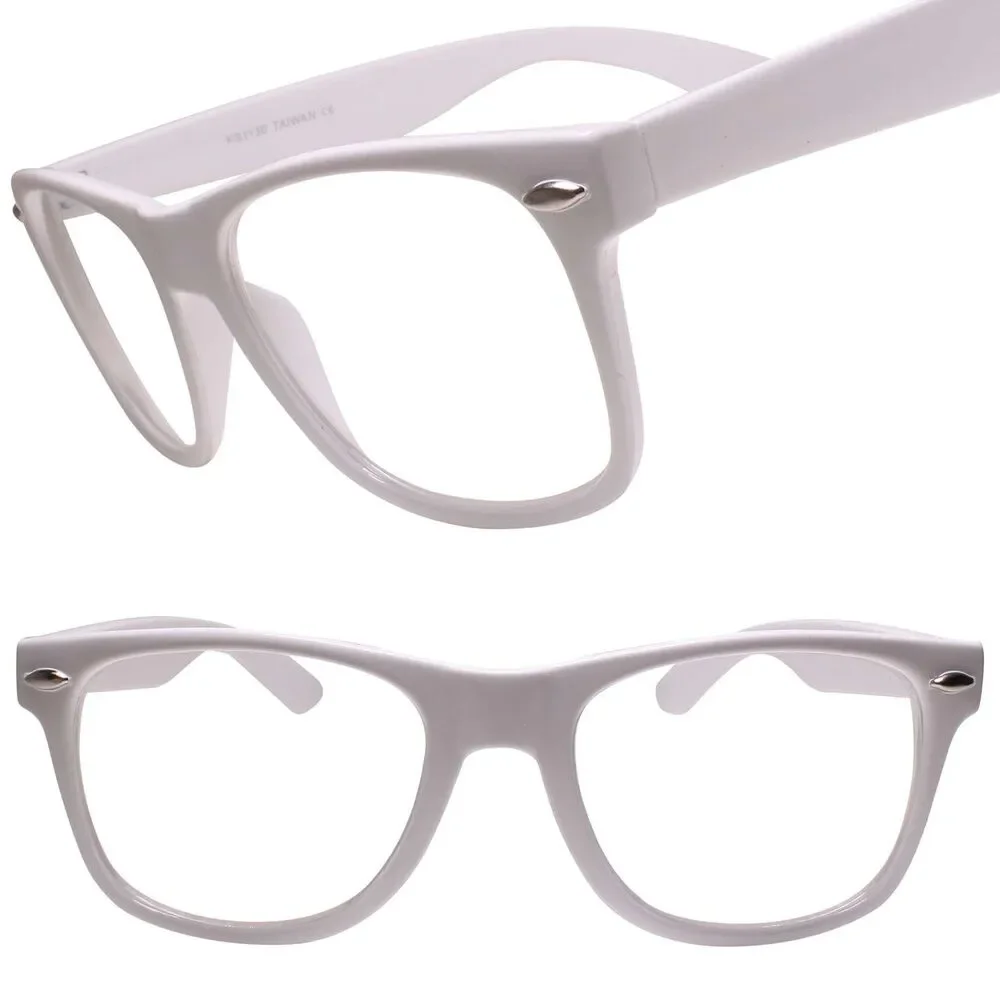 Classy 80s 90s Dapper Clubbing Horn Rimmed White Frame Clear Lens Glasses